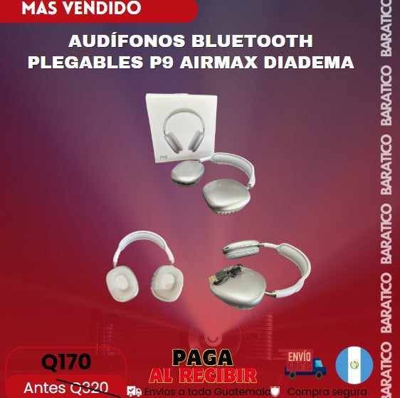Audífonos Bluetooth Plegables P9 Airmax Diadema