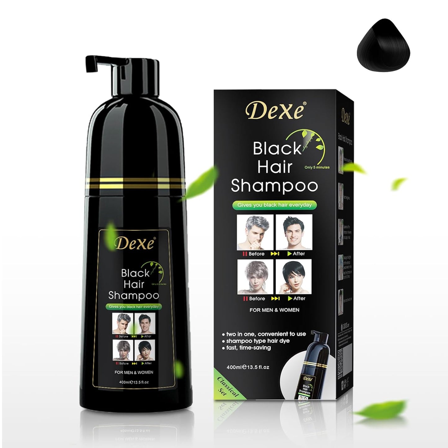 BLACK HAIR SHAMPOO DEXE 400ML ADIOS CANAS 🤗