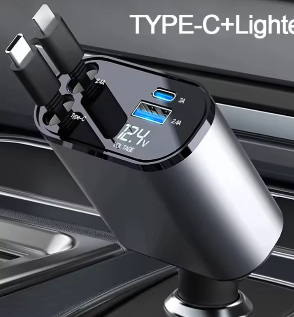 CARGADOR RETRACTIL PARA CARRO CARGA RAPIDA 4 EN 1