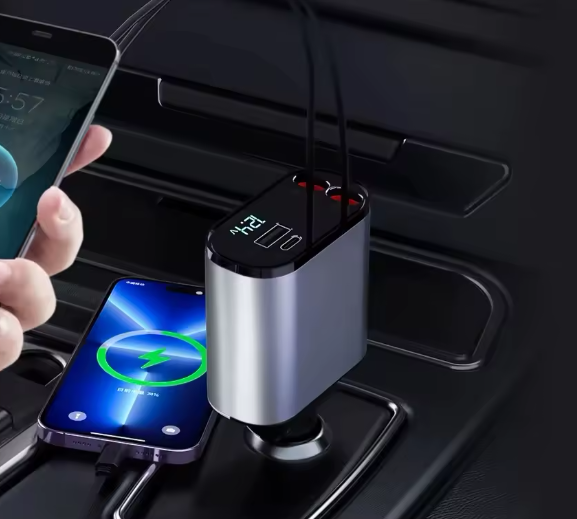 CARGADOR RETRACTIL PARA CARRO CARGA RAPIDA 4 EN 1