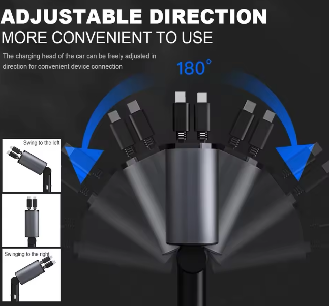 CARGADOR RETRACTIL PARA CARRO CARGA RAPIDA 4 EN 1
