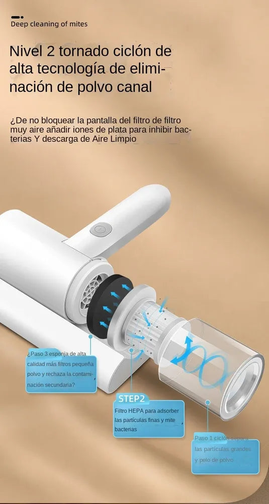 ASPIRADORA DE POLVO Y ELIMINADOR DE ACAROS PORTÁTIL LUZ UV