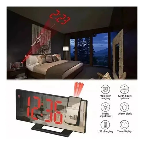RELOJ DESPERTADOR ESPEJO PROYECTOR DS