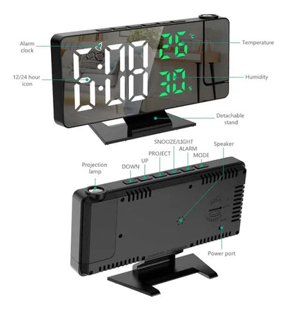 RELOJ DESPERTADOR ESPEJO PROYECTOR DS