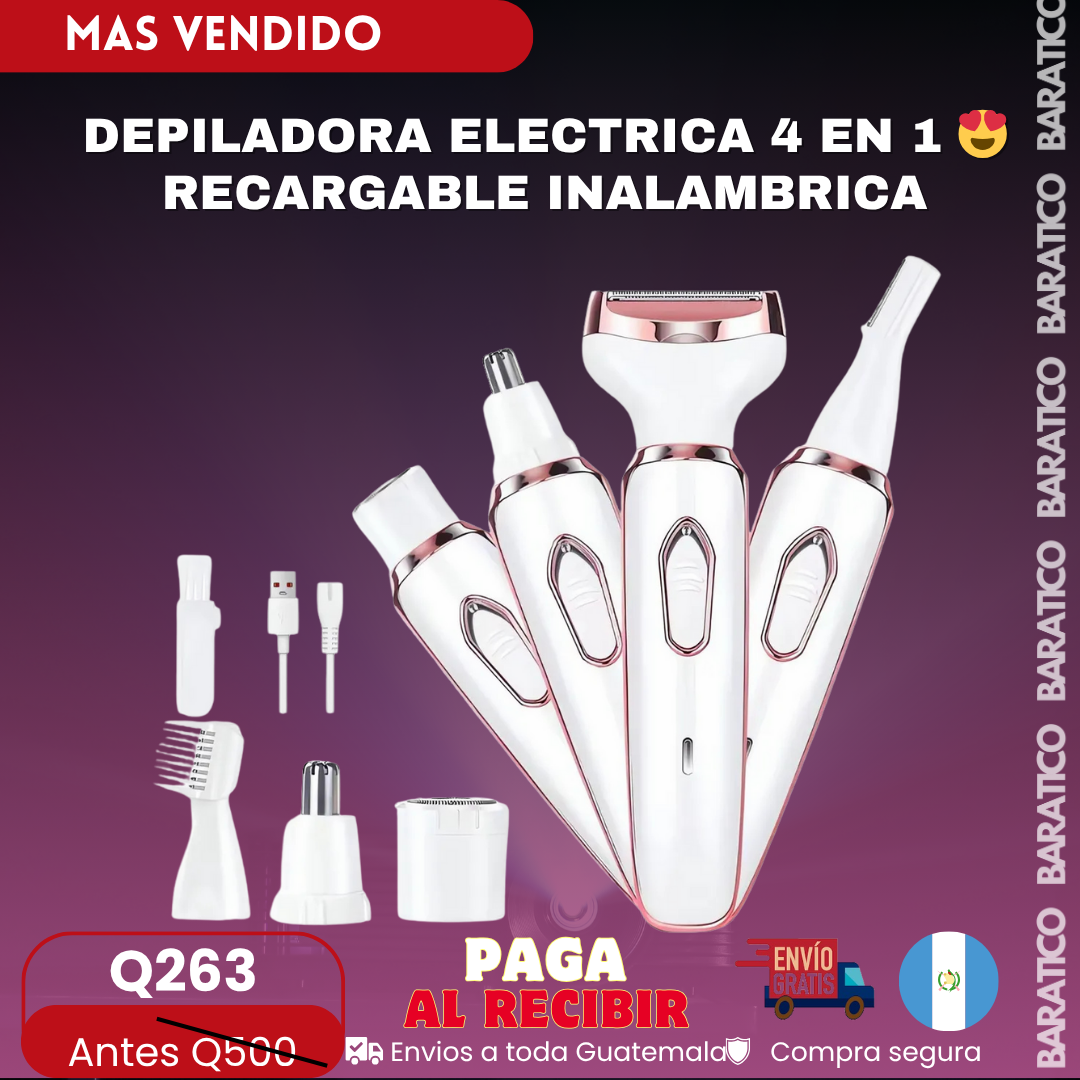 DEPILADORA ELECTRICA 4 EN 1 😍 RECARGABLE INALAMBRICA