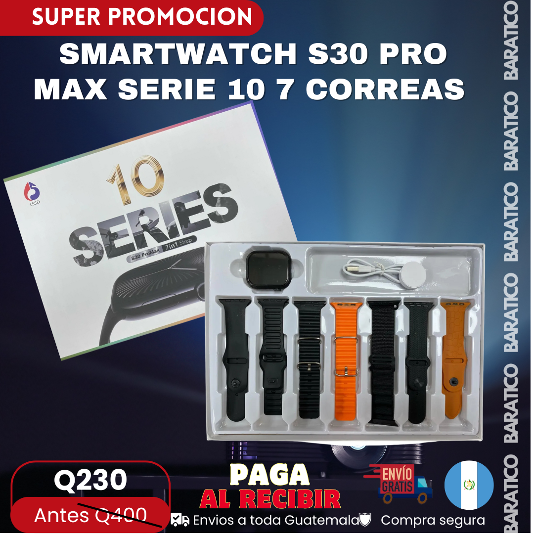 SMARTWATCH S30 PRO MAX SERIE 10 7 CORREAS