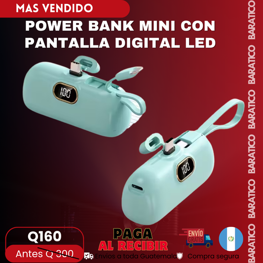 POWER BANK MINI CON PANTALLA DIGITAL LED