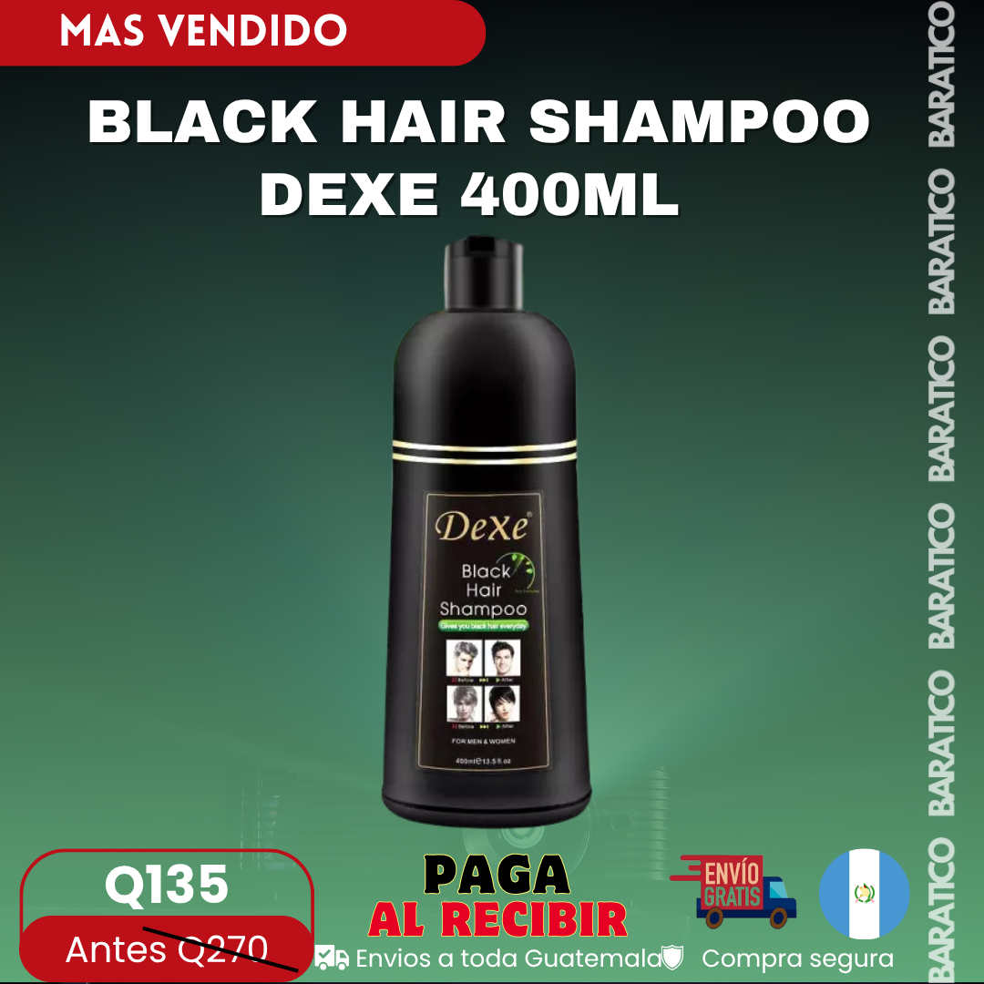 BLACK HAIR SHAMPOO DEXE 400ML ADIOS CANAS 🤗