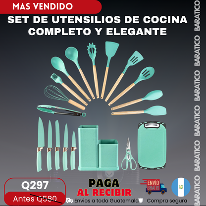 SET DE UTENSILIOS DE COCINA COMPLETO Y ELEGANTE 19 PIEZAS 🥳