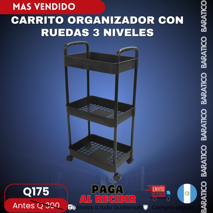 CARRITO ORGANIZADOR CON RUEDAS 3 NIVELES