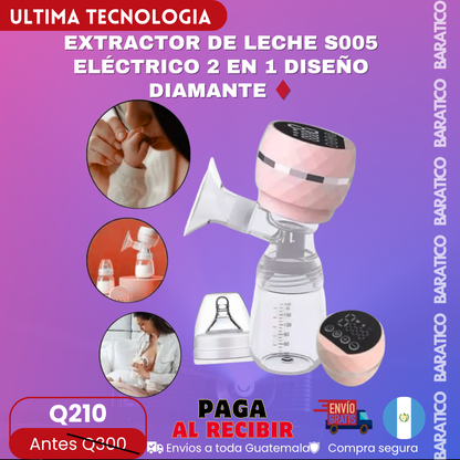 EXTRACTOR DE LECHE S005 ELÉCTRICO 2 EN 1 DISEÑO DIAMANTE ♦️