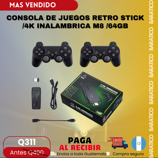 Consola De Juegos Retro Stick /4k Inalambrica M8 /64gb