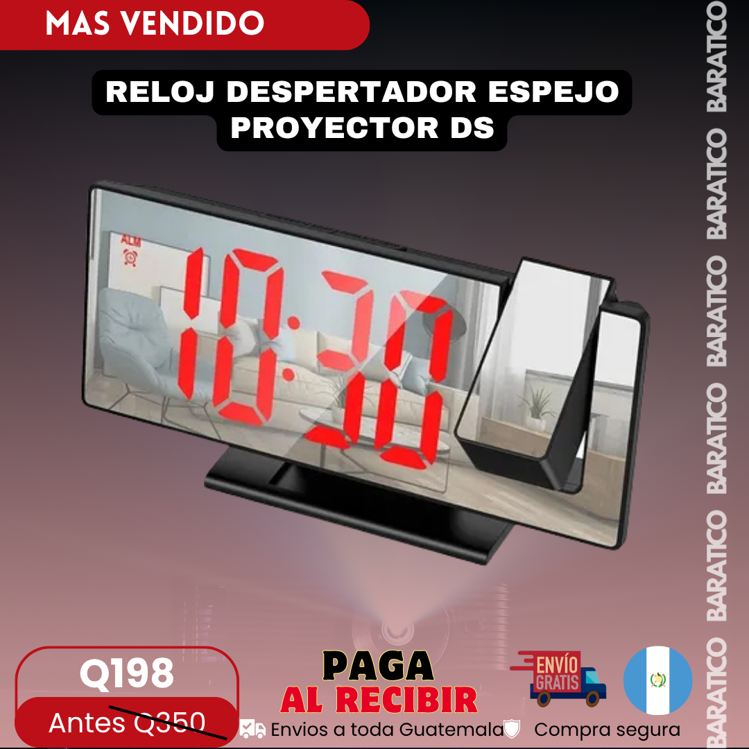 RELOJ DESPERTADOR ESPEJO PROYECTOR DS