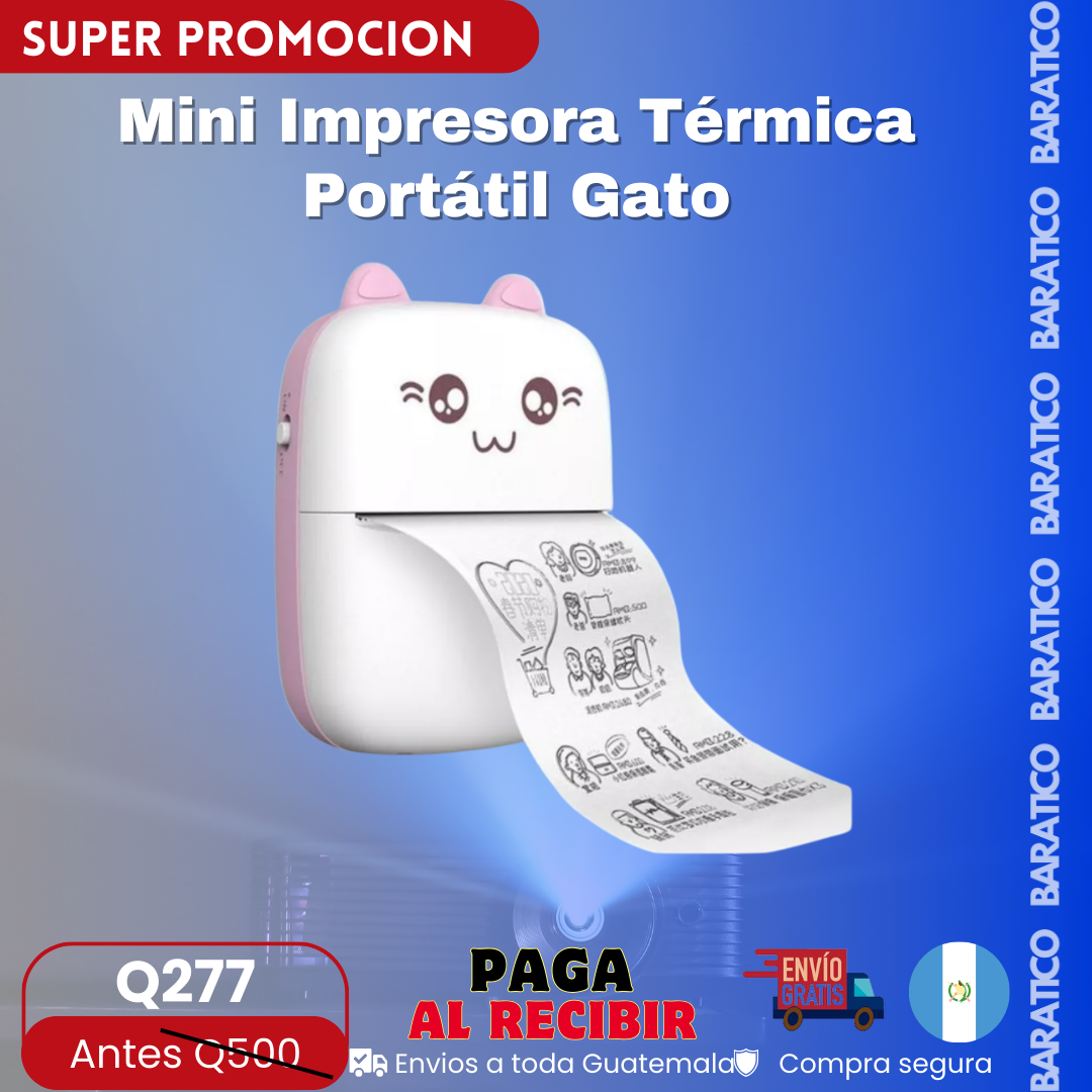 Mini Impresora Térmica Portátil Gato
